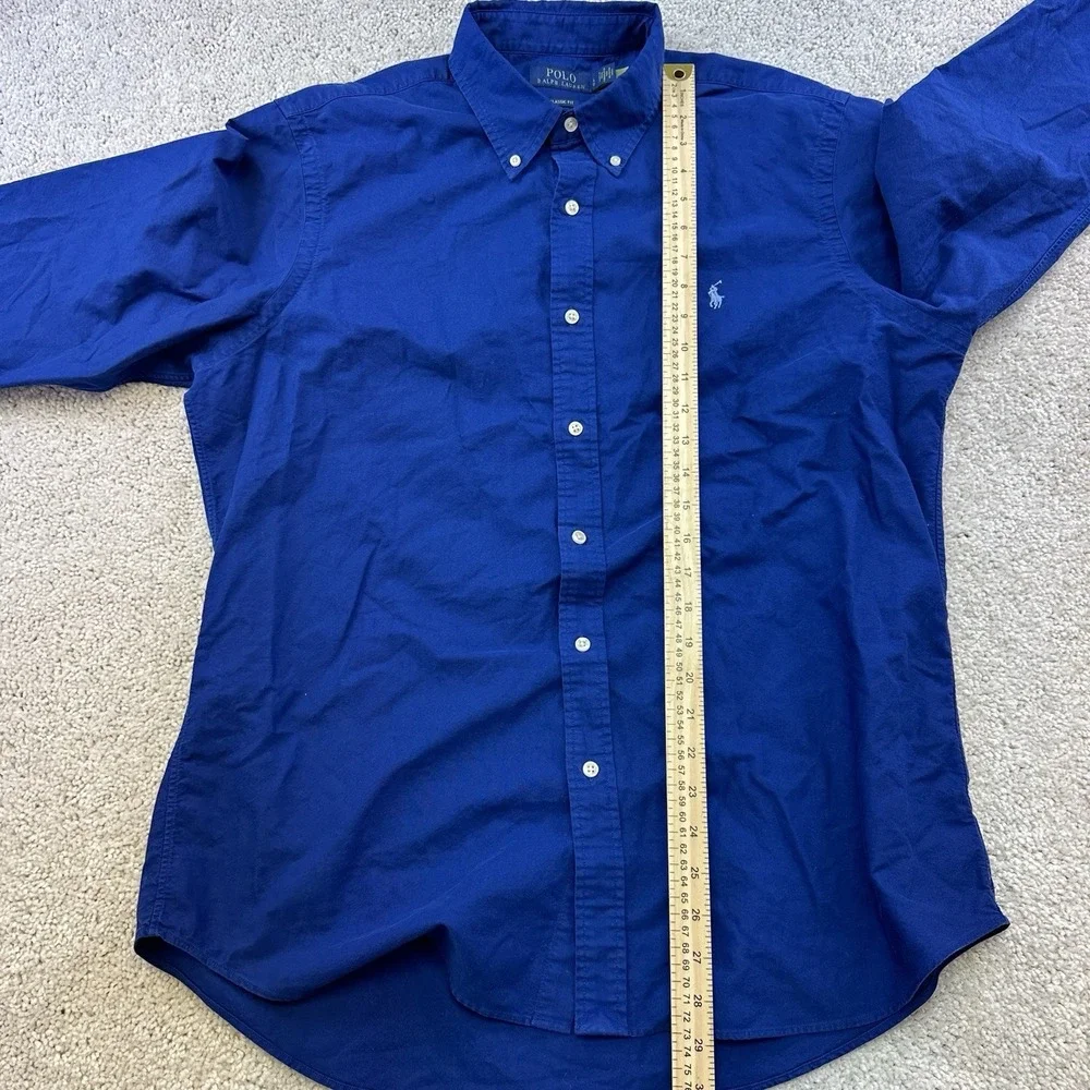 Polo Ralph Lauren Button Shirt -L- Navy Blue Classic Fit -Blue Pony- Dress